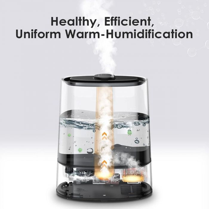Oraimo Humidifiers for Bedroom Large Room Top Fill Cool and Warm Mist BLACK